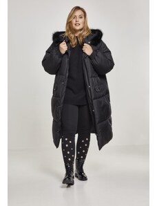 UC Ladies Dámsky oversize kabát z umelej kožušiny blk/blk