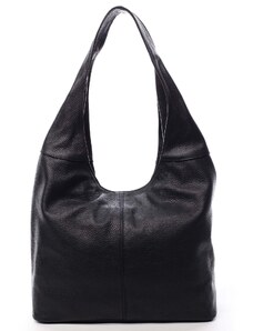 Dámska kožená kabelka cez plece čierna - ItalY SkyFull čierna