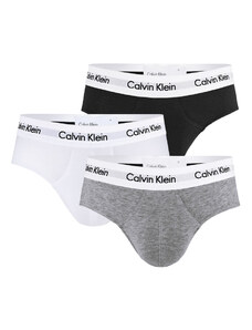 CALVIN KLEIN - 3PACK cotton stretch sivé, biele a čierne slipy