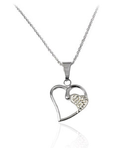 BM Jewellery Dámsky náhrdelník dve srdcia so zirkónmi Valentín S956090