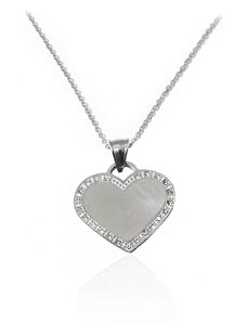 BM Jewellery Dámsky náhrdelník perlové srdce so zirkónmi Valentín S958100