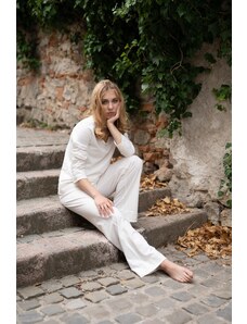 PLZR Dámske dlhé pyžamo z organickej bavlny s krajkou