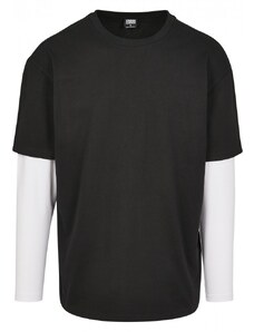 Pánske tričko Urban Classics Oversized Shaped Double Layer LS - čierne, biele