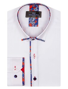 MAKROM London Biela pánska košeľa s kvetinovým vzorom MAKROM
