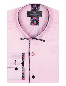 MAKROM London Ružová pánska košeľa s kvetinovým vzorom MAKROM