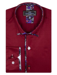 MAKROM London Bordová pánska košeľa s kvetinovým vzorom MAKROM