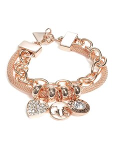 Outlet - GUESS náramok Rose Gold-Tone Mosaic Logo Charm Bracelet, 122300000