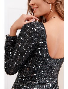 Fasi Elegantné novoroční šaty s čierno striebornými flitrami 24910_54 Čierna M
