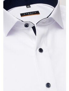 ETERNA Slim Fit pánska košeľa biela cover s tmavo modrým kontrastom Non iron