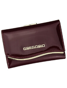 Gregorio červená lakovaná malá dámska kožená peňaženka v darčekovej krabičke ZLF-117