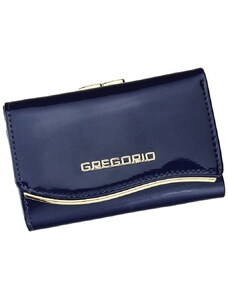 Gregorio modrá lakovaná malá dámska kožená peňaženka v darčekovej krabičke ZLF-117