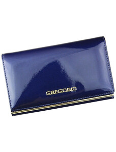 Gregorio modrá lakovaná dámska kožená peňaženka v darčekovej krabičke