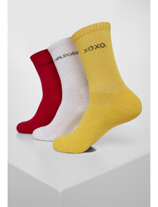 Urban Classics Accessoires Lettering Socks 3-Pack Yellow/Red/White