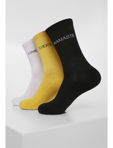 Urban Classics Accessoires Text Socks 3-Pack Black/White/Yellow