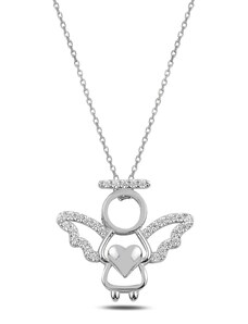 Klenoty Amber Strieborný náhrdelník anjel- drobné zirkóny