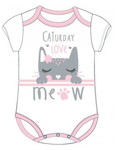 E plus M Bavlnené / dievčenské / detské dojčenské body / tričko s krátkym rukávom - mačka