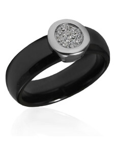 BM Jewellery Dámsky keramický prsteň so zirkónmi BLACK & WHITE S981150