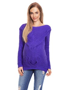 MladaModa Tehotenský sveter s prekladaným vzorom model 40029 fialový