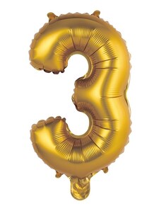 Godan Fóliový balón číslo 3 malý - zlatá matná - 35 cm