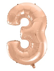 Godan Fóliový balón číslo 3 - ružovo zlatá - 92 cm