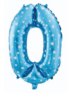 Godan Fóliový balón číslo 0 s hviezdičkami - modrá - 65 cm