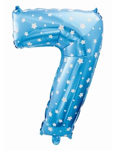Godan Fóliový balón číslo 7 s hviezdičkami - modrá - 65 cm