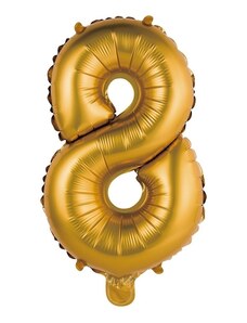 Godan Fóliový balón číslo 8 malý - zlatá matná - 35 cm