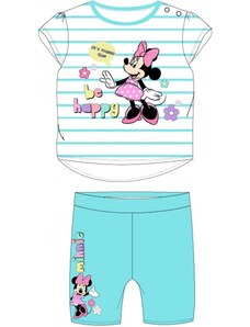 E plus M Dojčenská / detská bavlnená letná súprava / set tričko a šortky Minnie Mouse - Disney - tyrkysová
