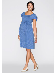 bonprix Tehotenské úpletové šaty, farba modrá