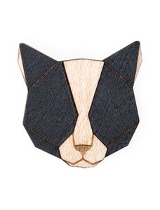 BeWooden Drevená brošňa Black Cat Brooch