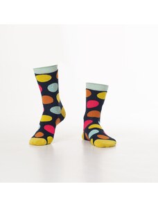 FASARDI Women's dark blue socks with colored polka dots
