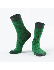 FASARDI Dark green women's socks with leaves