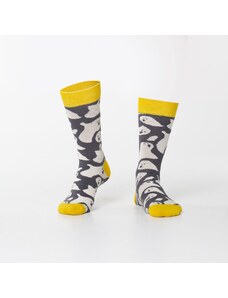 FASARDI Grey women's socks with ghosts