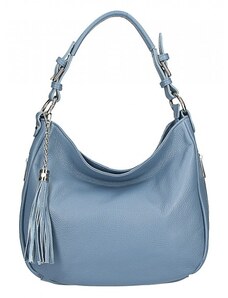 Kožená kabelka na rameno 210 blankytná modrá Made in Italy