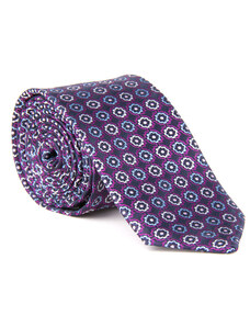 Roberto Gabbani Fialová kravata s kvetinovým vzorom.