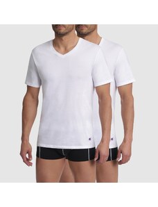 Pánské triko CHAMPION T-SHIRT V-NECK 2 kusy, bílé