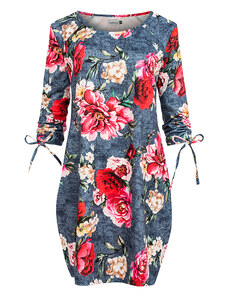 Pohodlné dámské oversize šaty s květinovým vzorem na model 8009171 - numoco