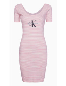 Calvin Klein dámské růžové pruhované šaty Monogram Stripe Ballet Dress