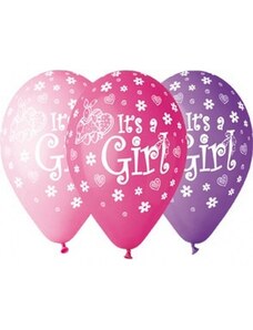 Godan Latexové balóny na hélium It's a Girl - 5 ks
