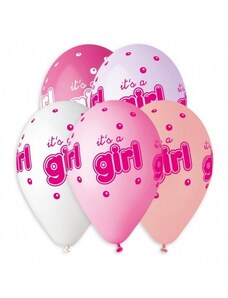 Godan Latexové balóny na hélium It's a Girl Pink 13" - 5 ks