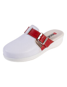 BUXA Medicínka obuv MED20 - Biela S Červeným Pásikom