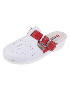 BUXA Medicínka obuv MED21 - Biela S Červeným Pásikom