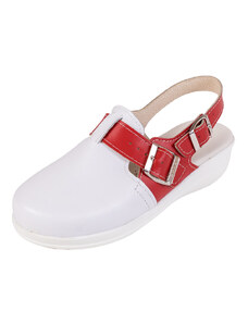 BUXA Medicínka obuv MED25 - Biela S Červeným Pásikom