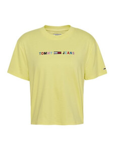 Tommy Hilfiger Tommy Jeans dámské žluté tričko TJW COLORED LINEAR LOGO TEE