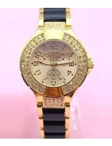Beangel Dámske vykladané hodinky Geneva - zlaté Black