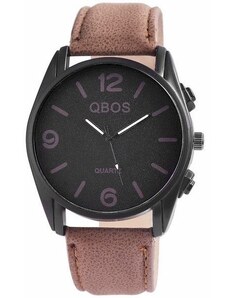 Beangel Pánske hodinky QBOS hnedé Basic Black