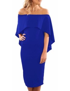 Beangel Midi šaty s volánom Orlean - modré