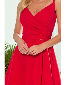 numoco CHIARA - Elegantné červené dámske maxi šaty na ramienkach 299-1