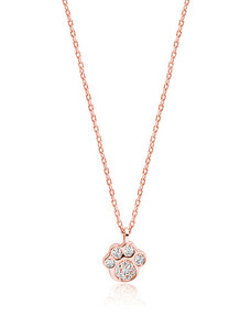 Klenoty Amber Strieborný náhrdelník s labkou - ružové zlatenie