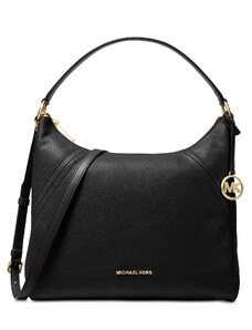 Michael Kors Aria Pebble Leather Shoulder Bag Black Gold